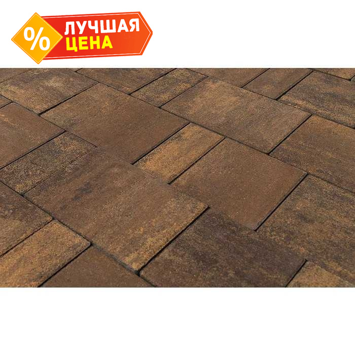 Плитка тротуарная BRAER Старый город Ландxаус Color Mix Каштан, толщина 80 мм