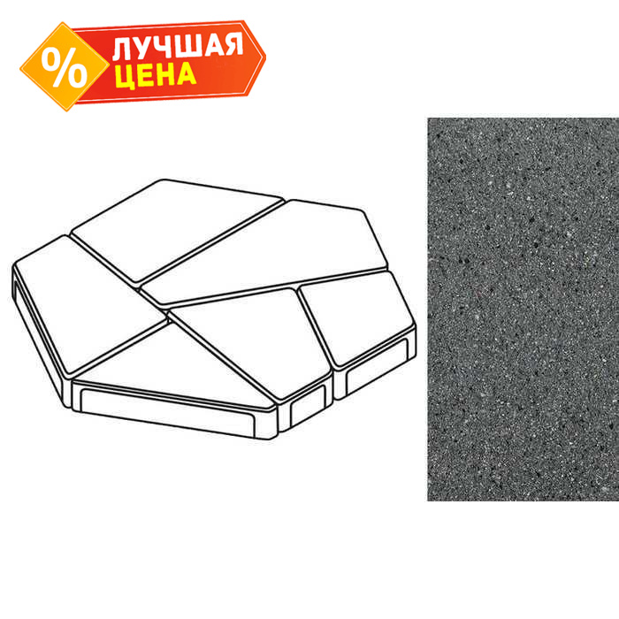 Плита тротуарная Готика Granite FERRO, полигональ, Исетский, 893x780x80 мм
