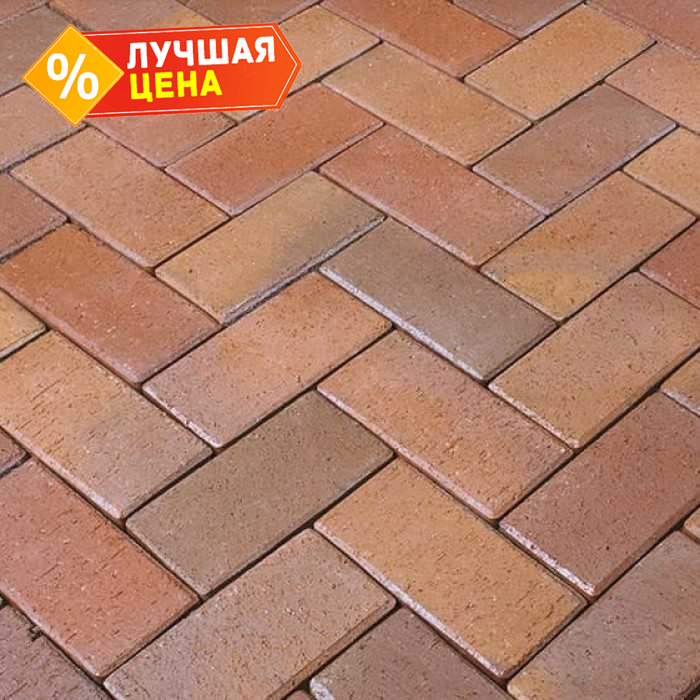 Клинкерная брусчатка Penter Florenz bunt orangegelb geflammt, 200x100x45 мм